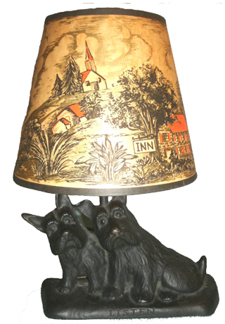 Twin Scotties Doorstop Lamp
